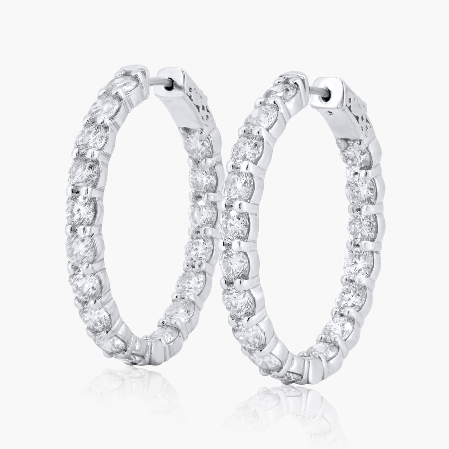 14K White Gold Hoop Earrings-EF223-25VMCEMC