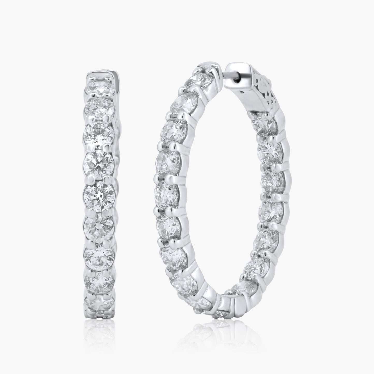 14K White Gold Hoop Earrings-EF223-25VMCEMC