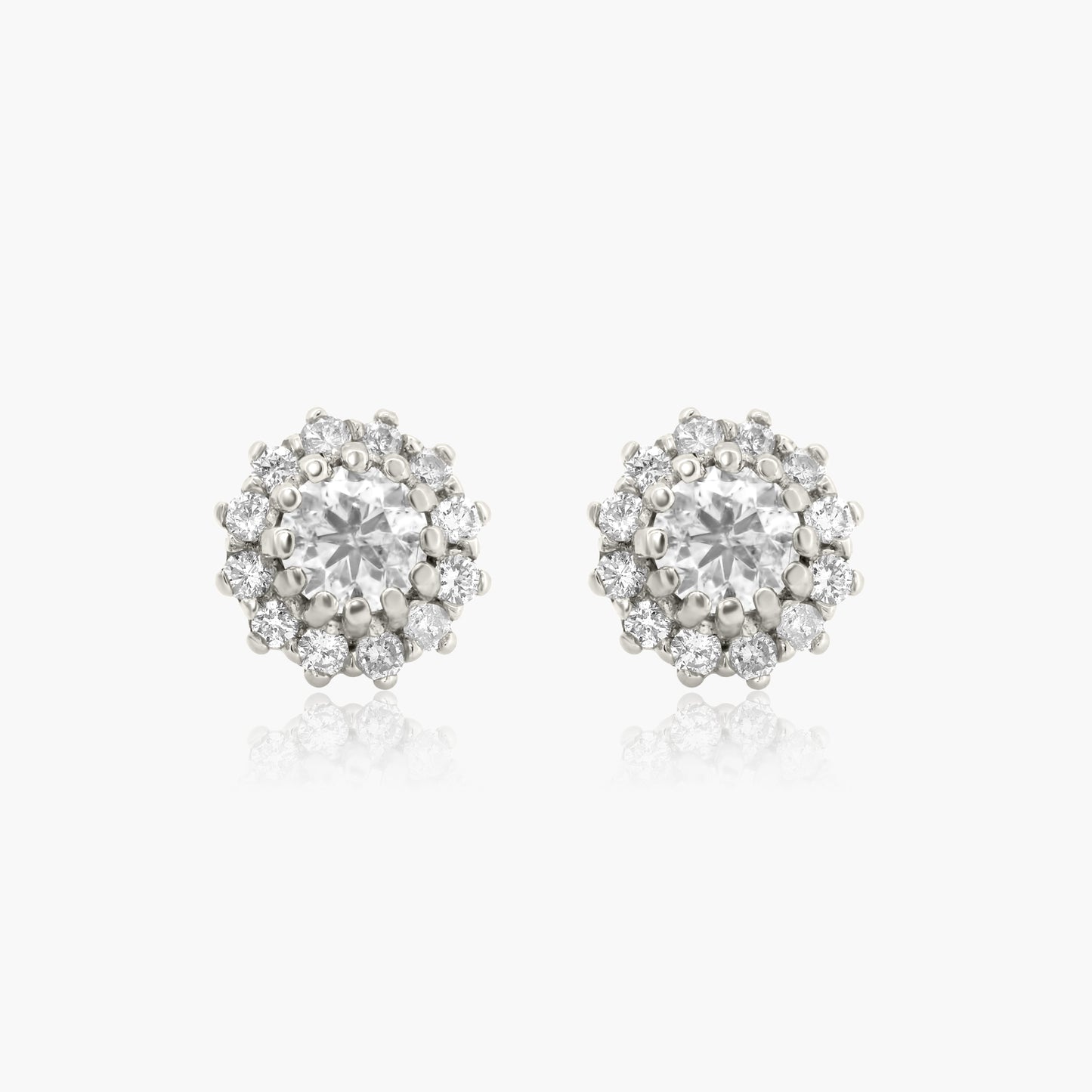 14K White Gold Flower Stud Earrings-EMJ1509EMC