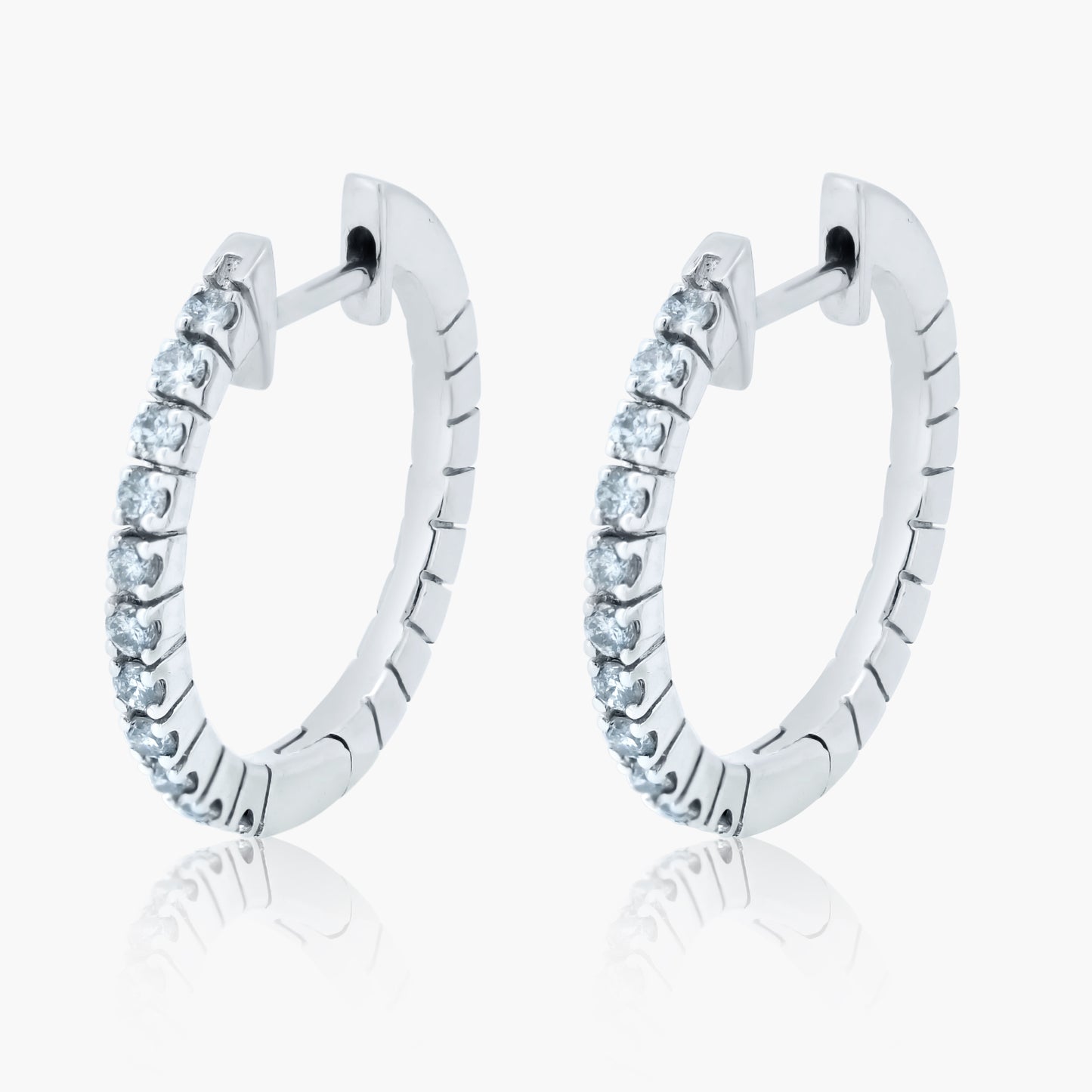 14K White Gold Hoop Earrings-E5194ED01