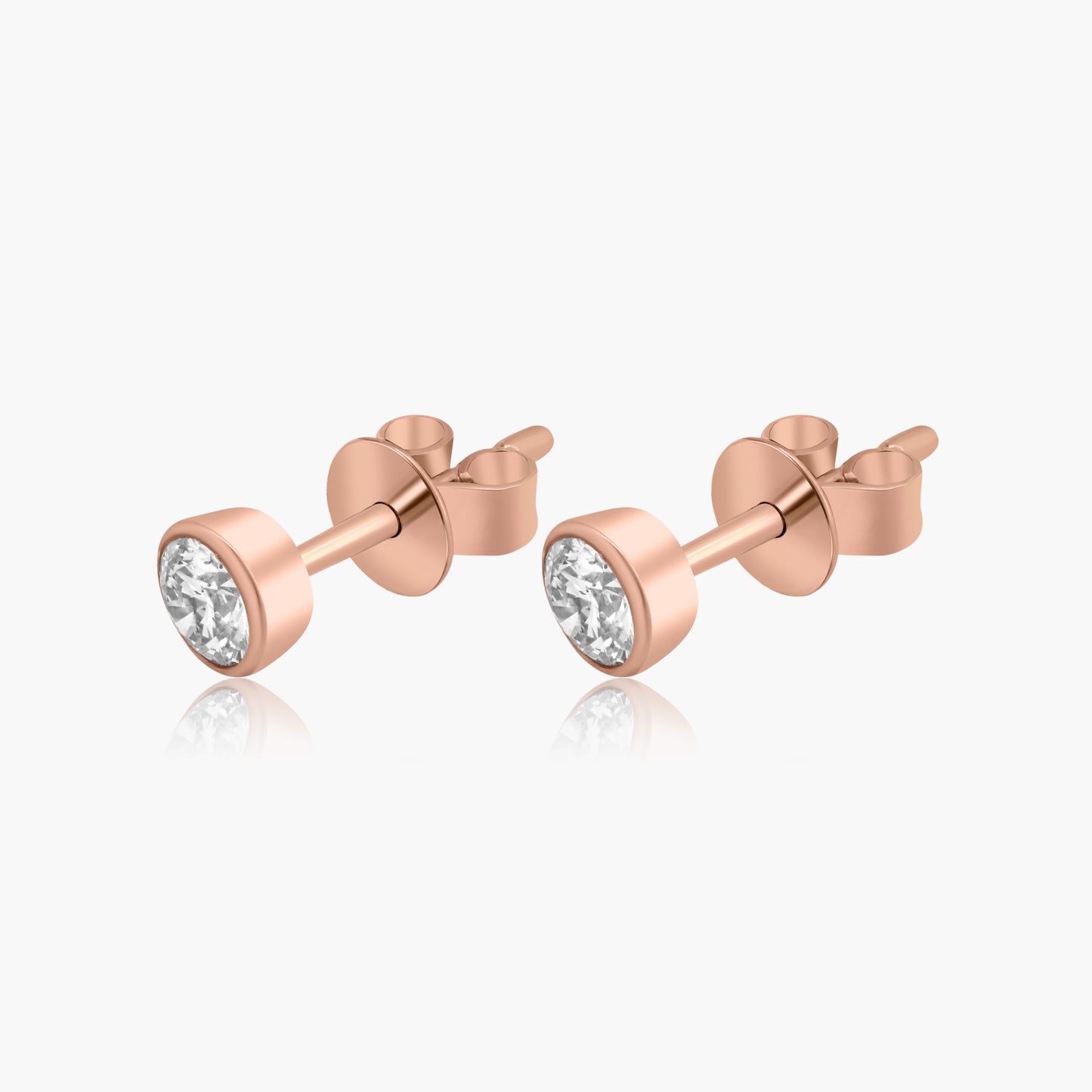 14K Rose Gold Round Bezel Stud Earrings-E60574704