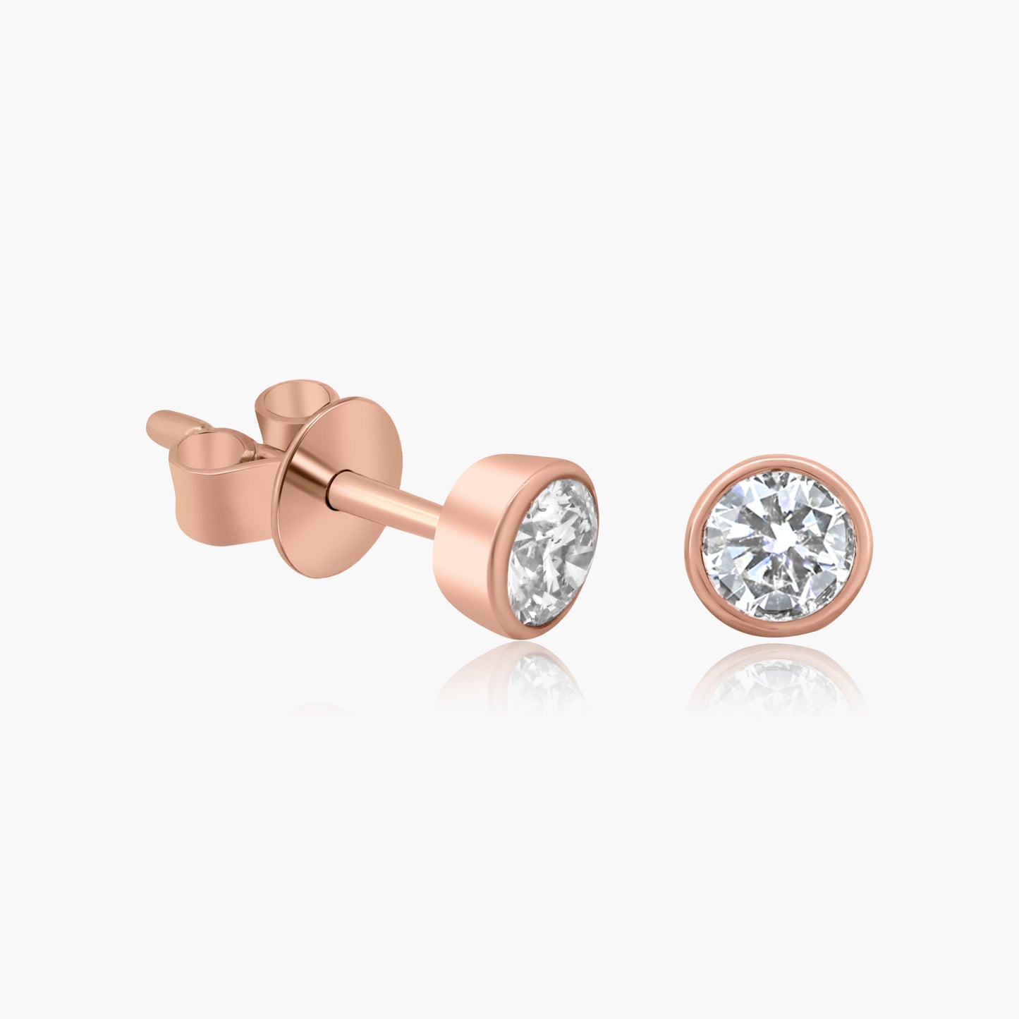 14K Rose Gold Round Bezel Stud Earrings-E60574704