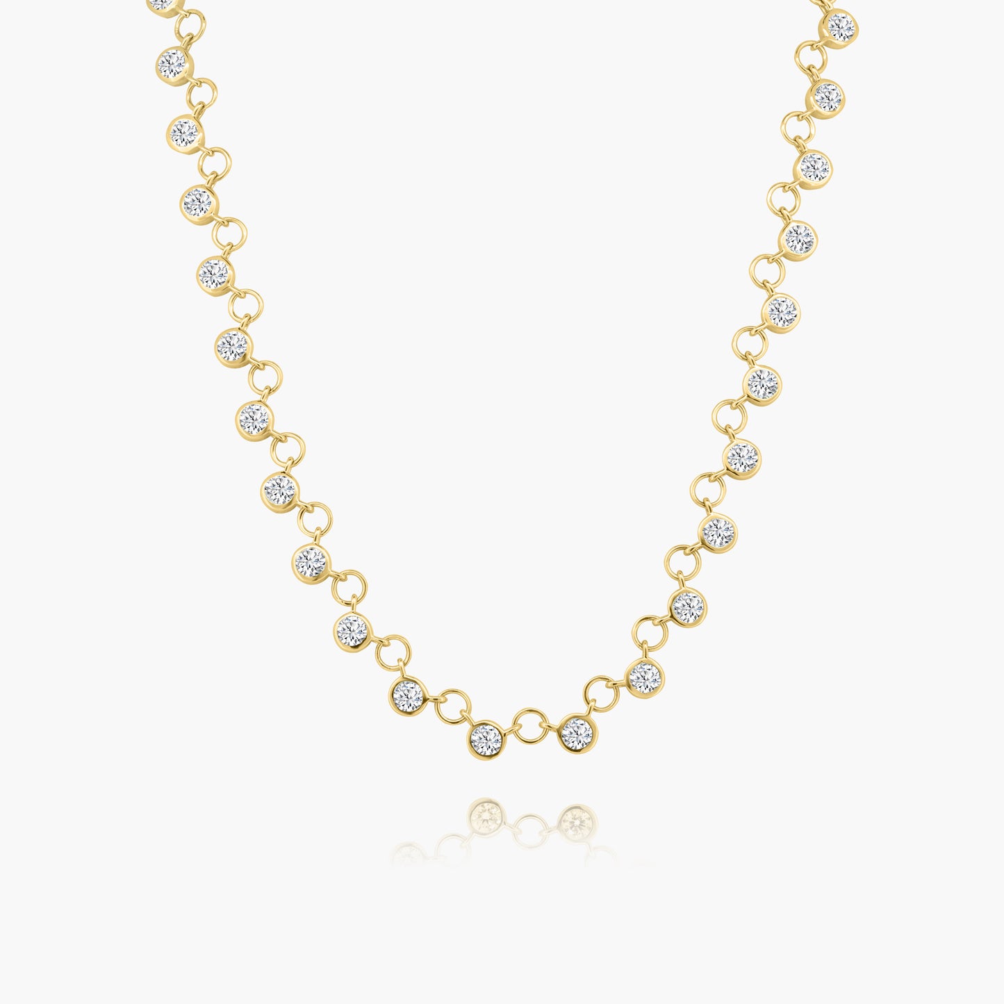 14K Yellow Gold Round Bezel Necklace - N00003