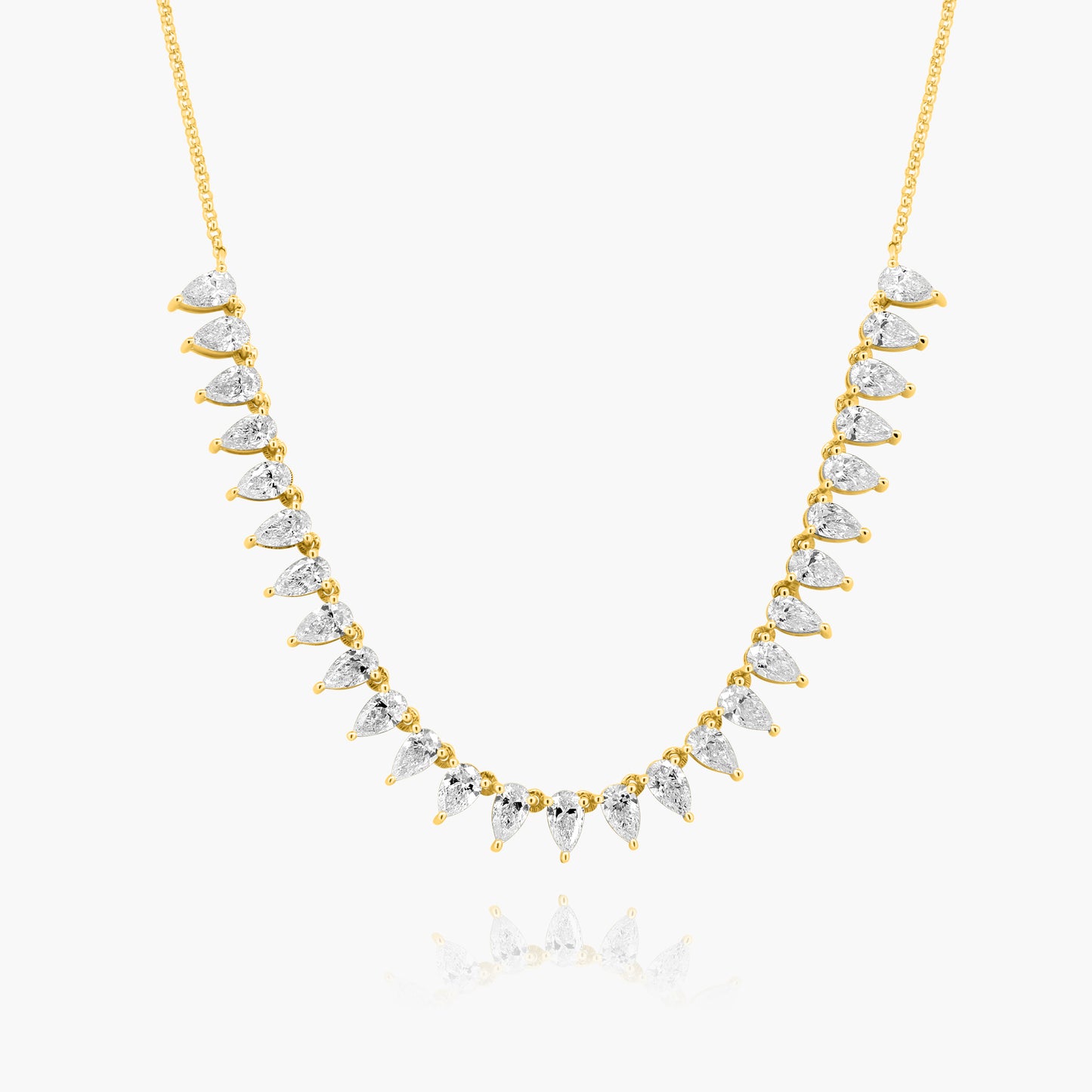 14K Yellow Gold Pear Diamond Station Necklace - N00006