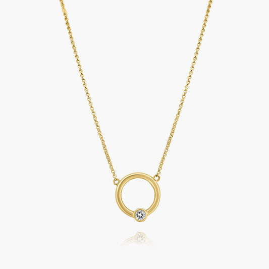 14K Yellow Gold Round Bezel Pendant - N05822