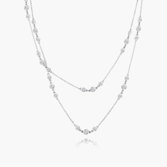 14K White Gold Round Bezel Necklace - N10000P09