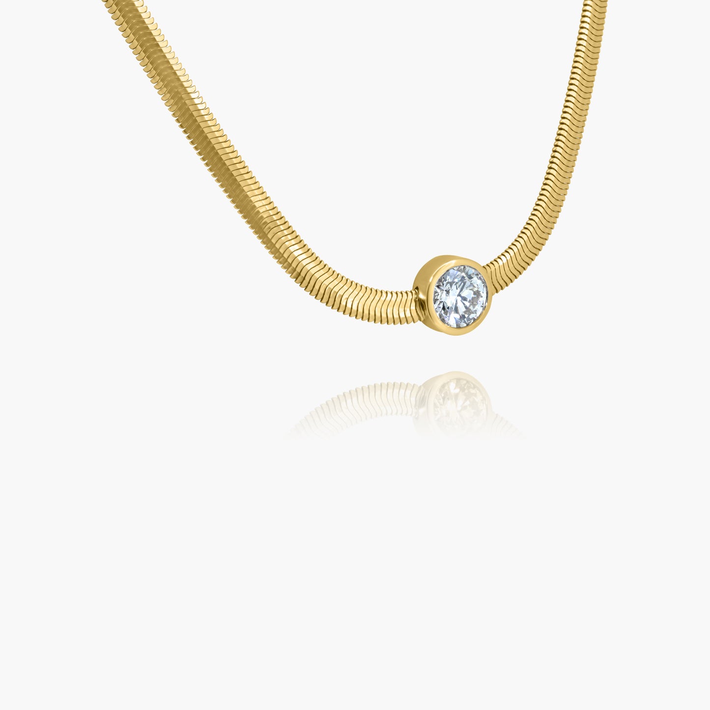 14K Yellow Gold Round Diamond Snake Necklace - N100SE