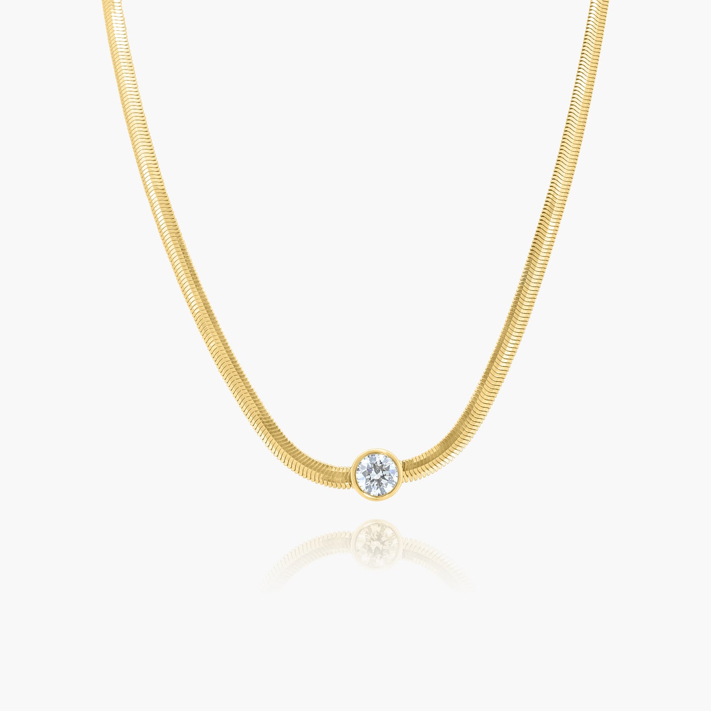 14K Yellow Gold Round Diamond Snake Necklace - N100SE