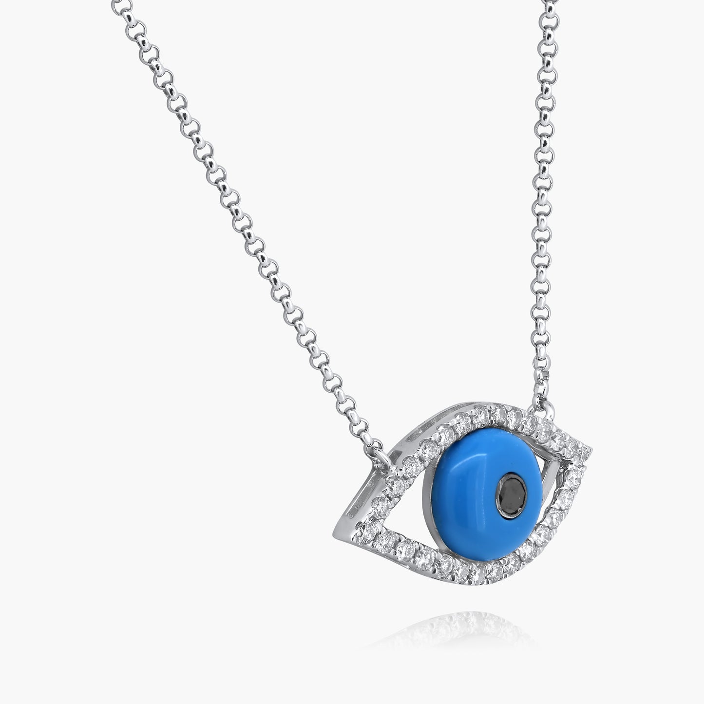 14K Two Tone Evil Eye Pendant-N20553DAB