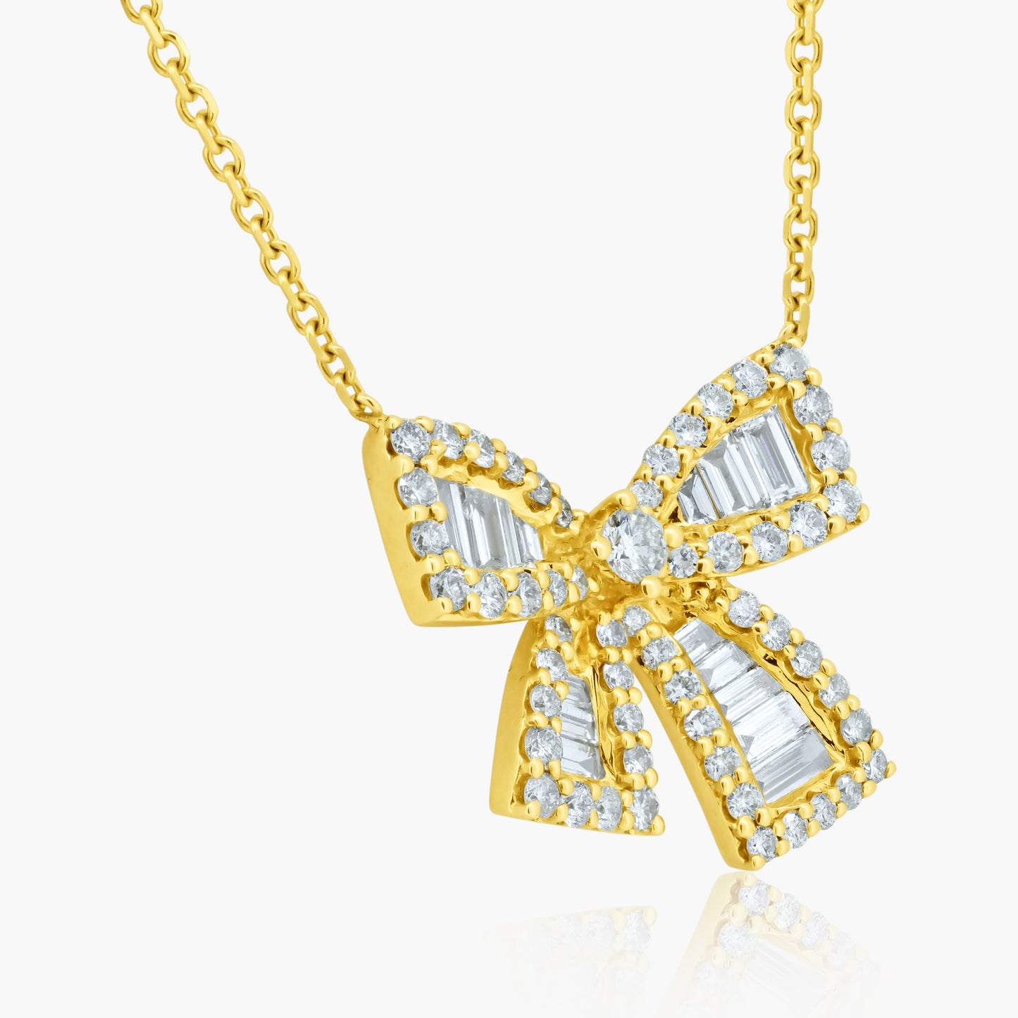 18K Yellow Gold Baguette Ribbon Pendant - N23252DY03A