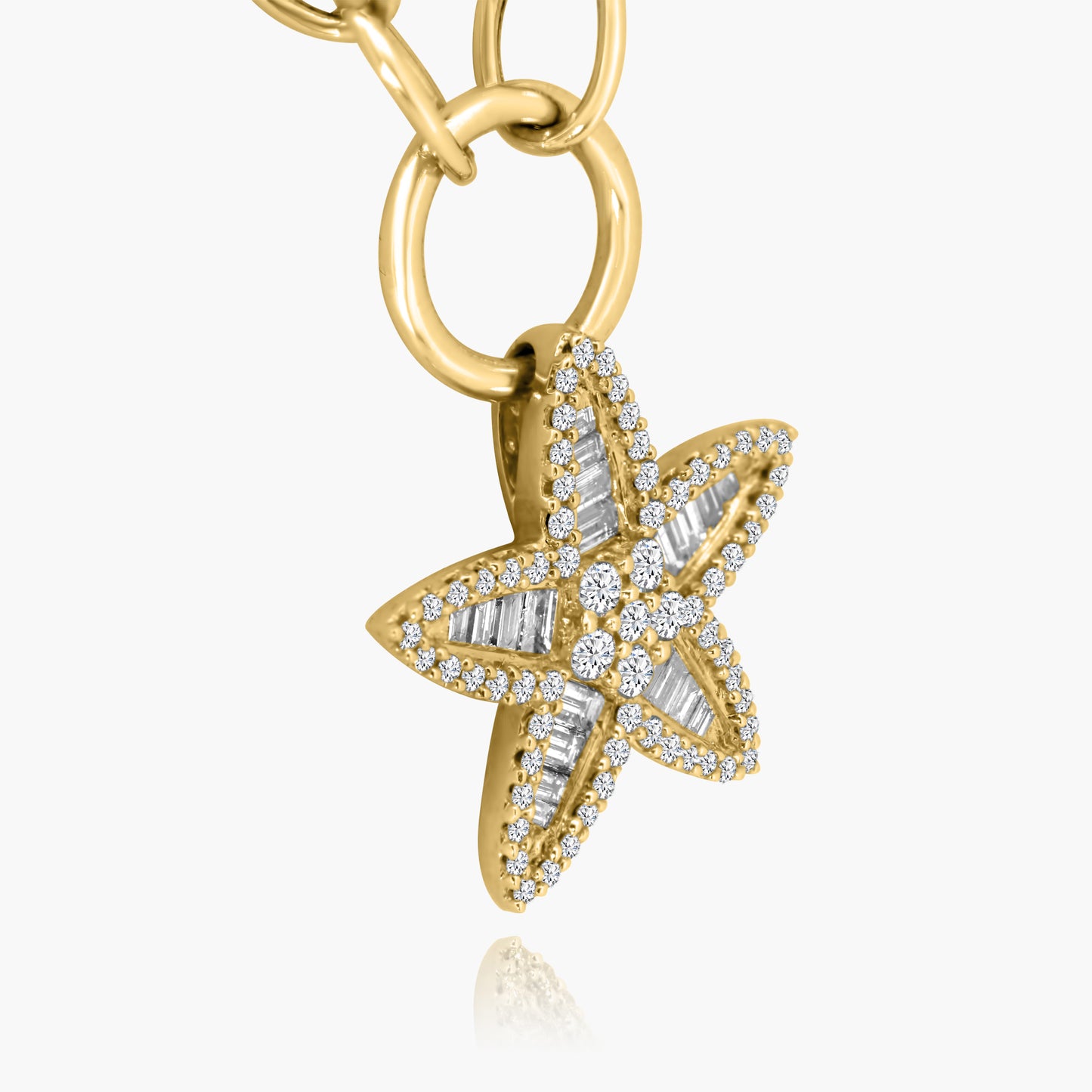 14K Yellow Gold Baguette Star Necklace - N23255A