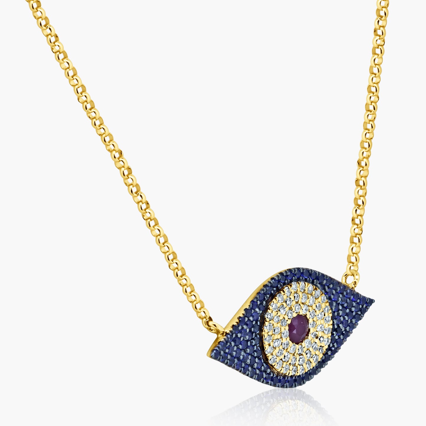 14K Two Tone Evil Eye Pendant-N60154706RC