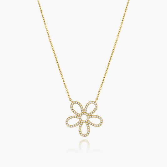 14K Yellow Gold Dainty Flower Pendant - N601550