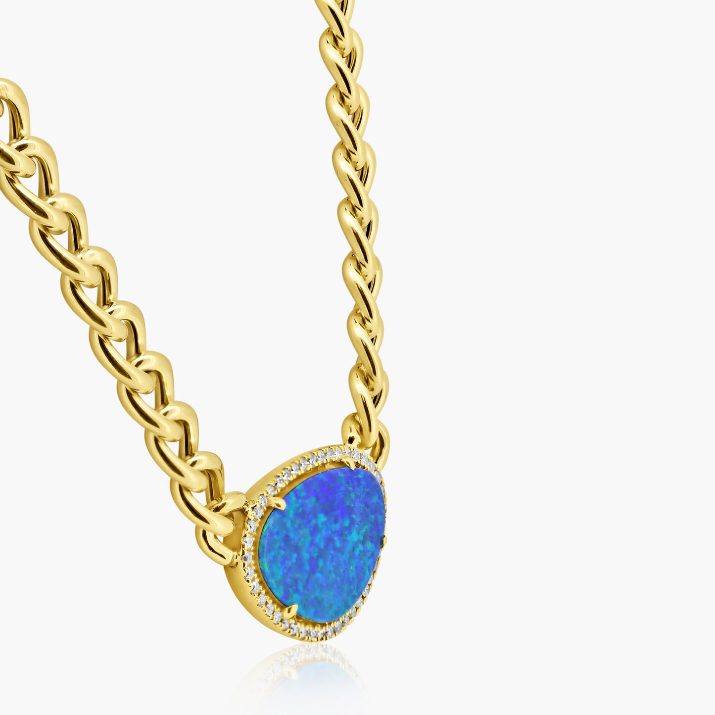 14K Yellow Gold Colored Gemstone Chain Link Necklace - N60389202-2