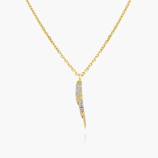 14K Yellow Gold Dainty Pave Diamond Pendant - N60395202