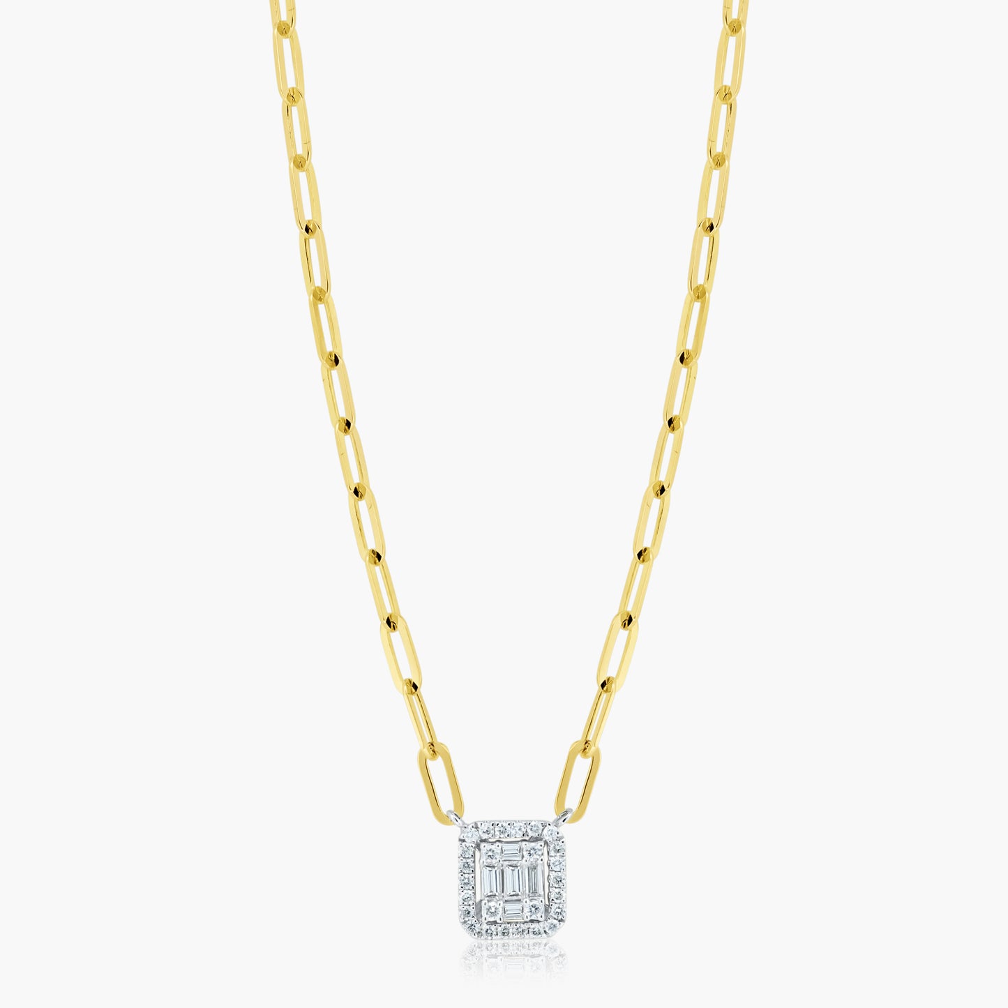 14K Two Tone Baguette Necklace - N605079-1