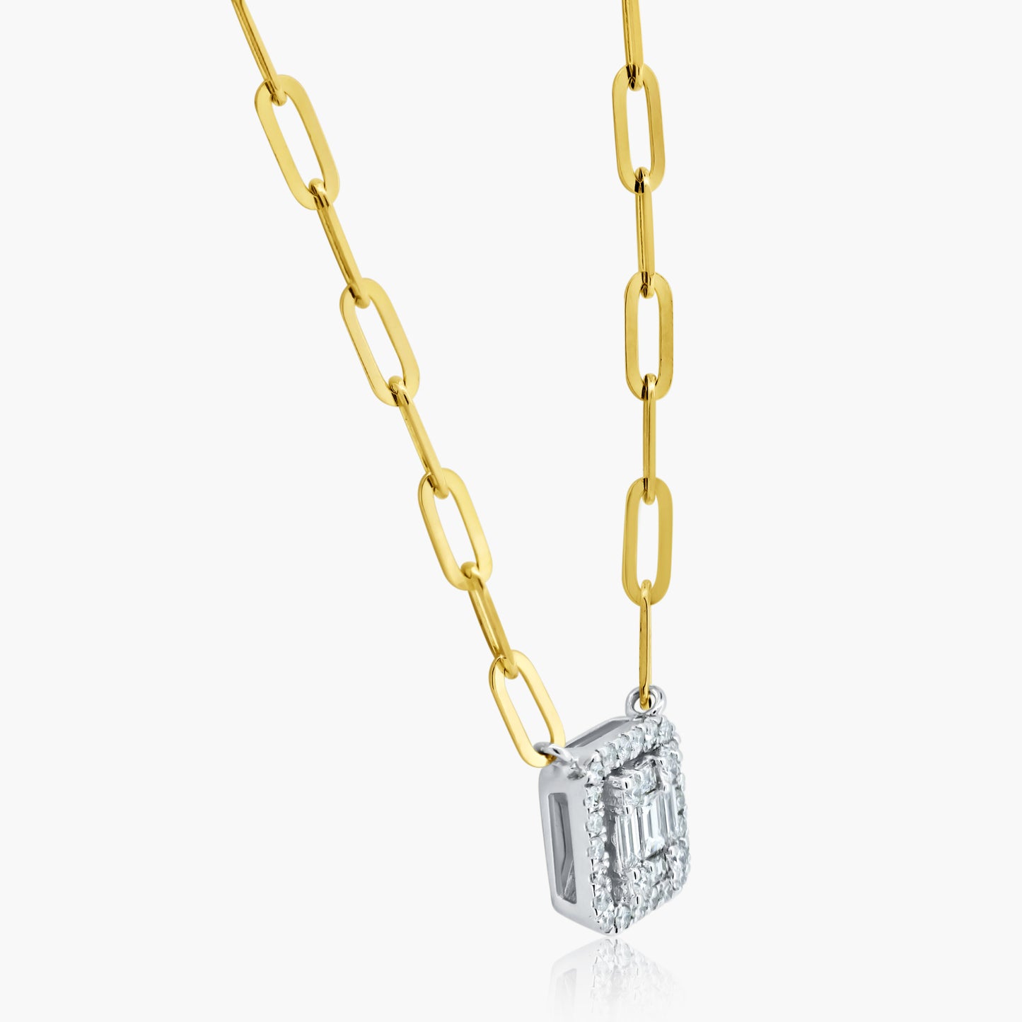 14K Two Tone Baguette Necklace - N605079-1