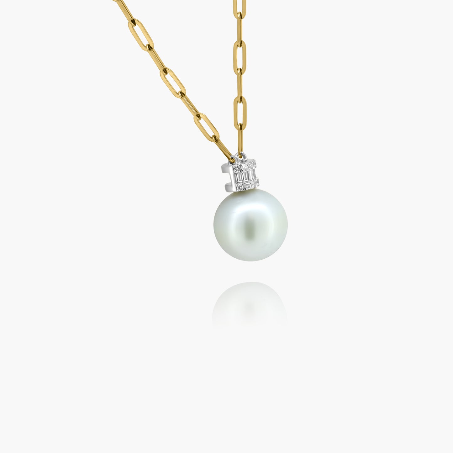 14K Two Tone Pearl Paper Clip Necklace - N605169SP