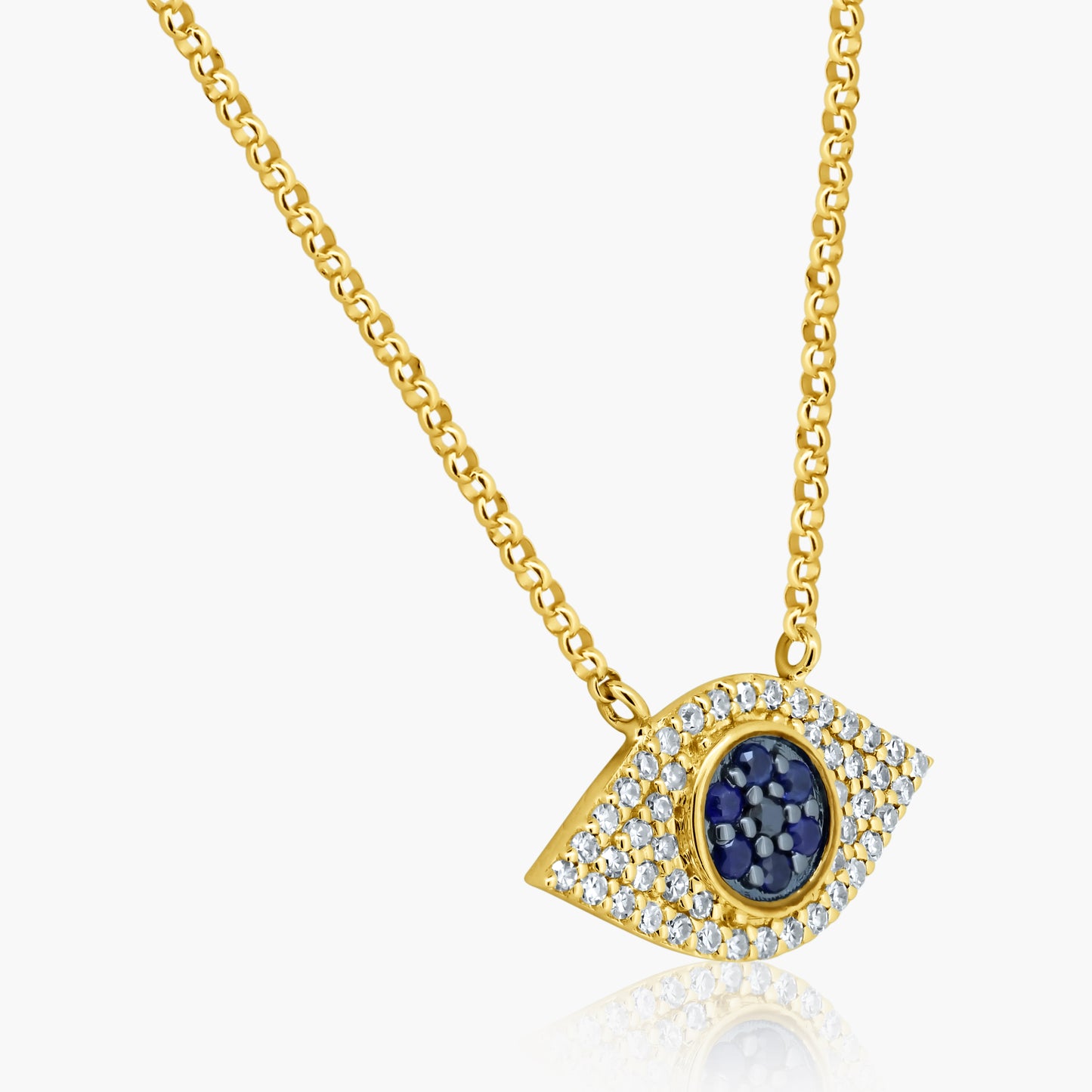 14K Two Tone Evil Eye Pendant-N605242