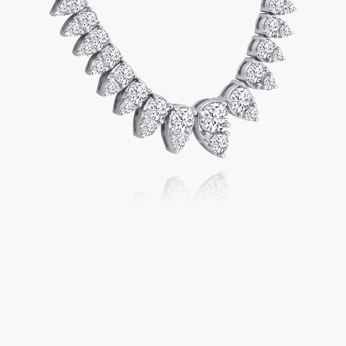 14K White Gold Statement Tennis Necklace - N605534