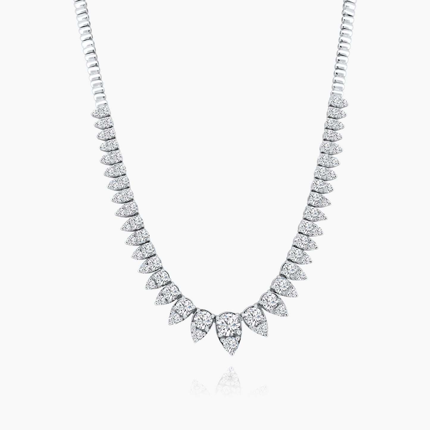 14K White Gold Statement Tennis Necklace - N605534