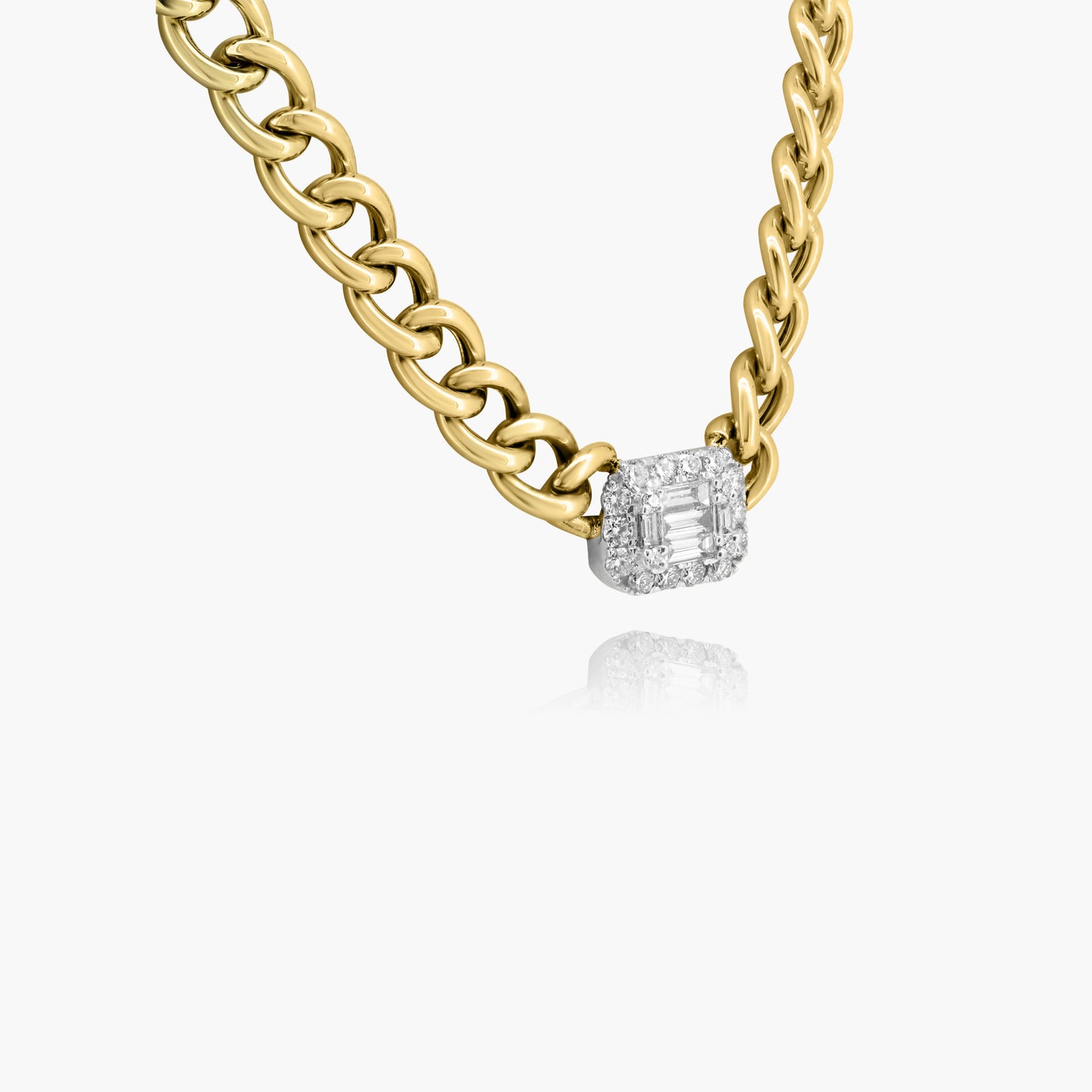 14K Two Tone Baguette Chain Link Necklace - N605575M02