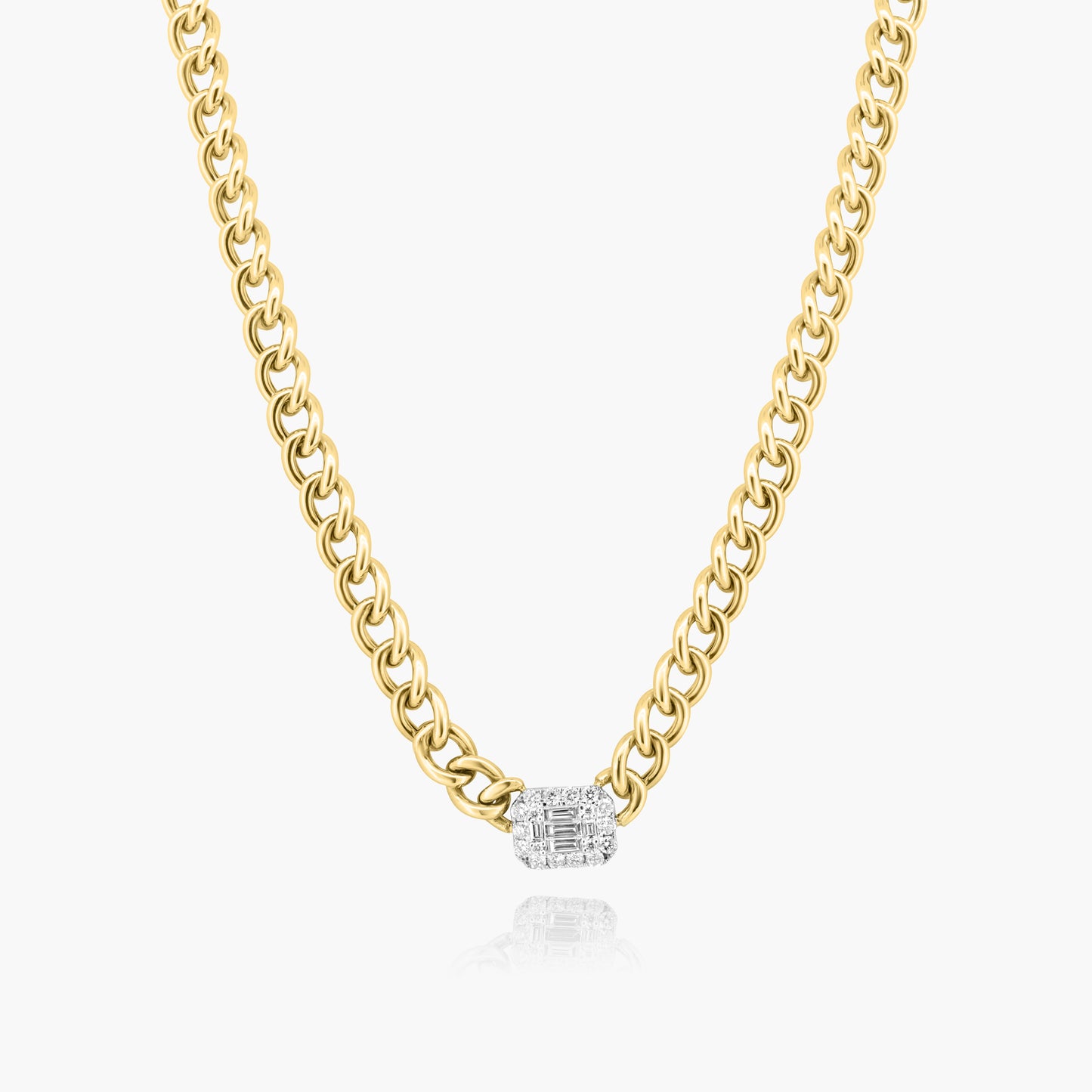 14K Two Tone Baguette Chain Link Necklace - N605575M02