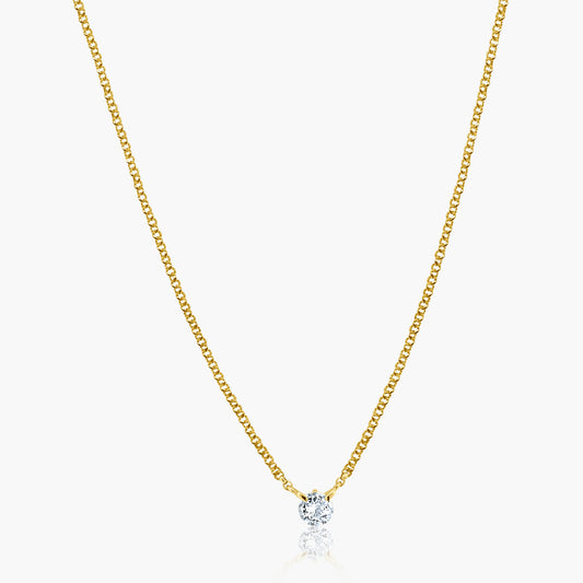 14K Yellow Gold Dainty Round Diamond Pendant-N60566401-25EG