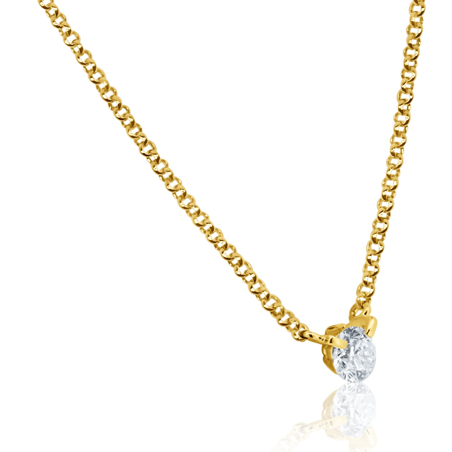 14K Yellow Gold Dainty Round Diamond Pendant-N60566401-25EG