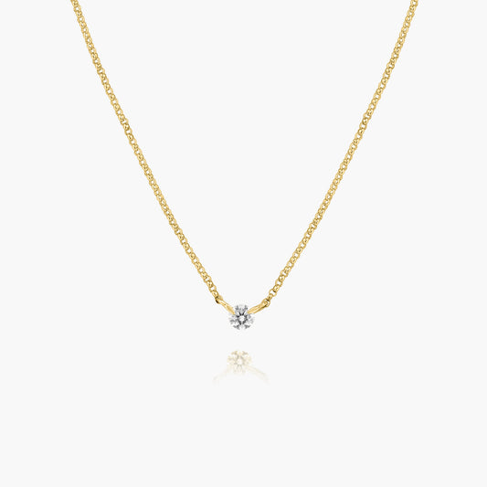 14K Yellow Gold Dainty Round Diamond Pendant-N60566406-1