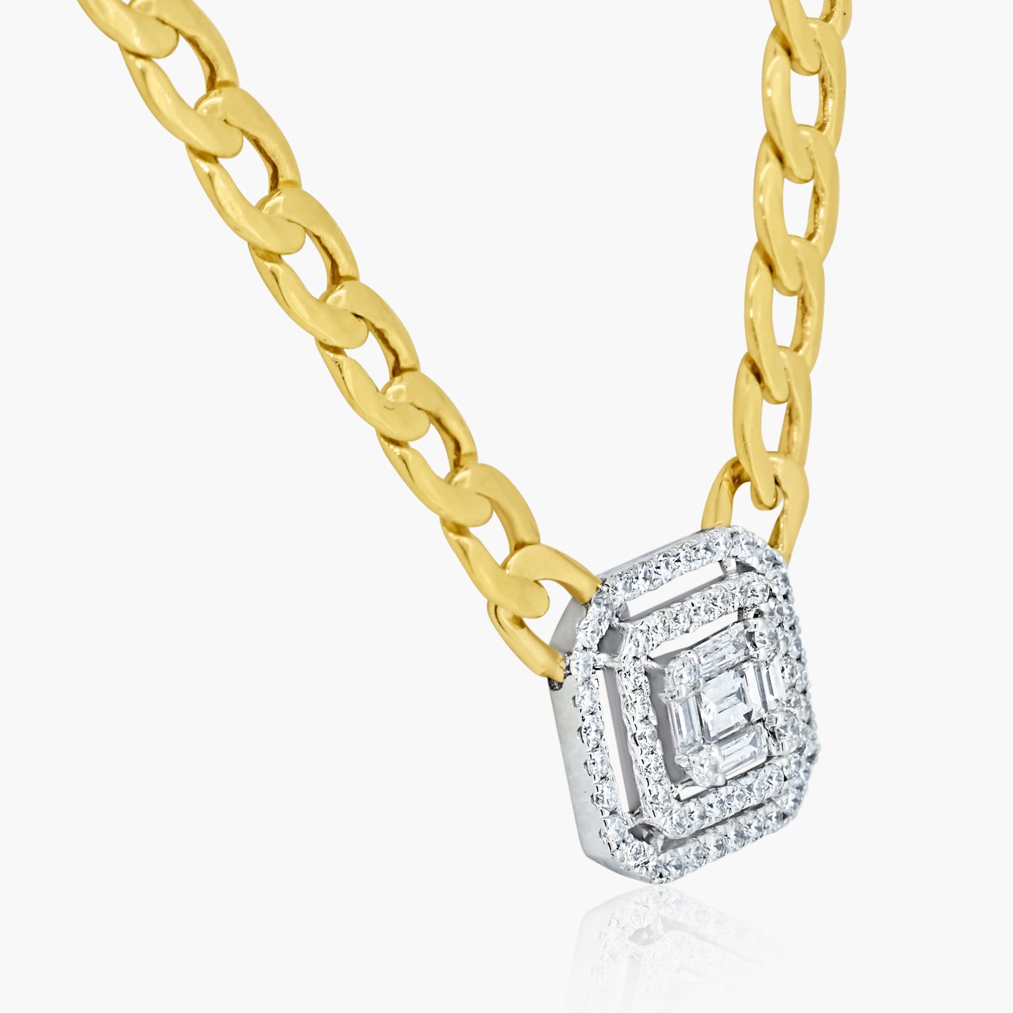 14K Two Tone Baguette Chain Link Necklace - N60570901