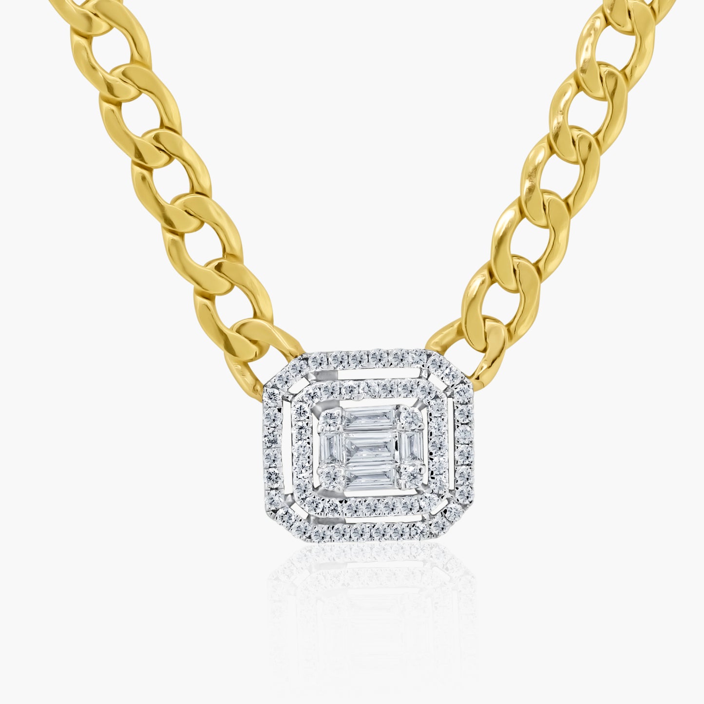 14K Two Tone Baguette Chain Link Necklace - N60570901