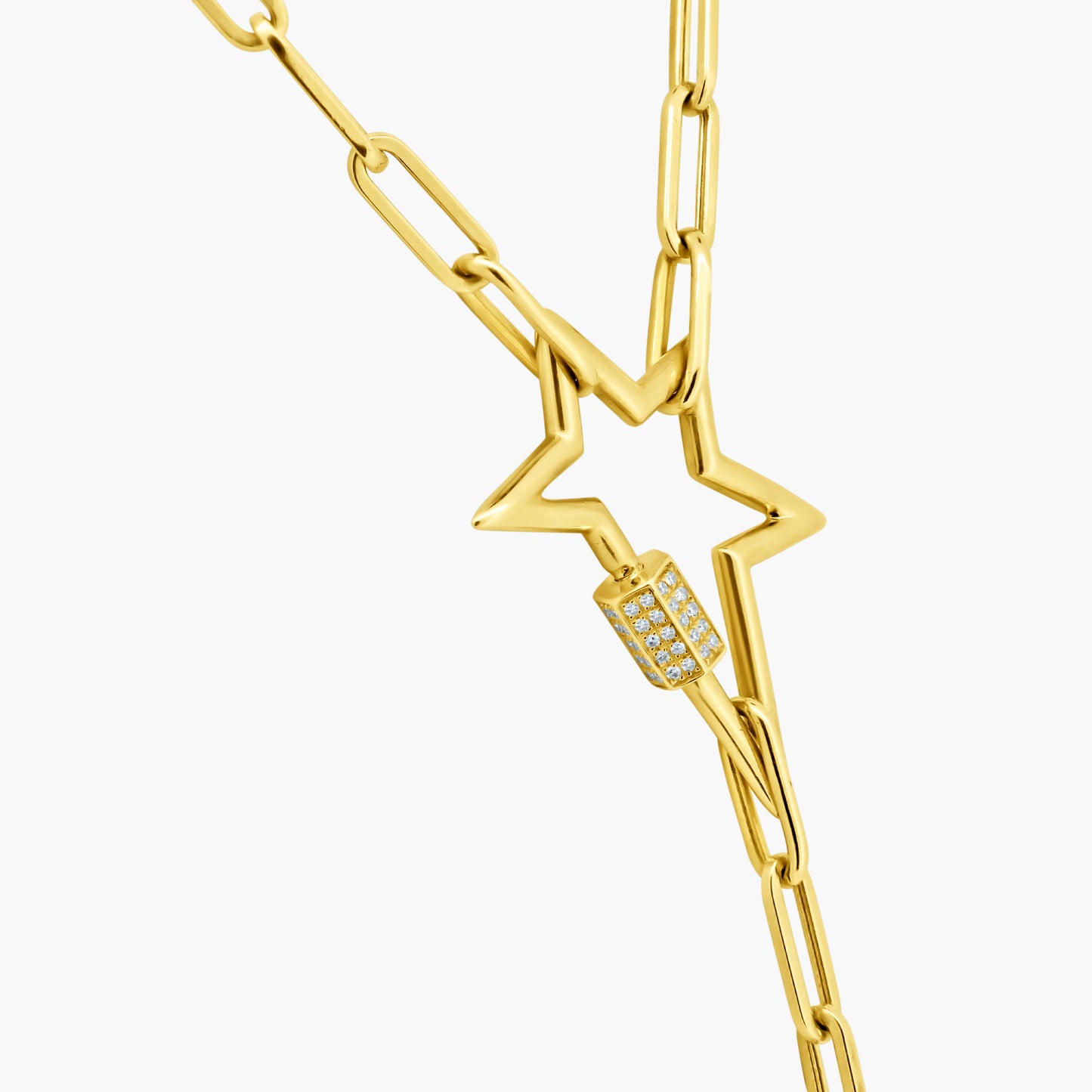 14K Yellow Gold Star Paper Clip Necklace - N605733M01-1