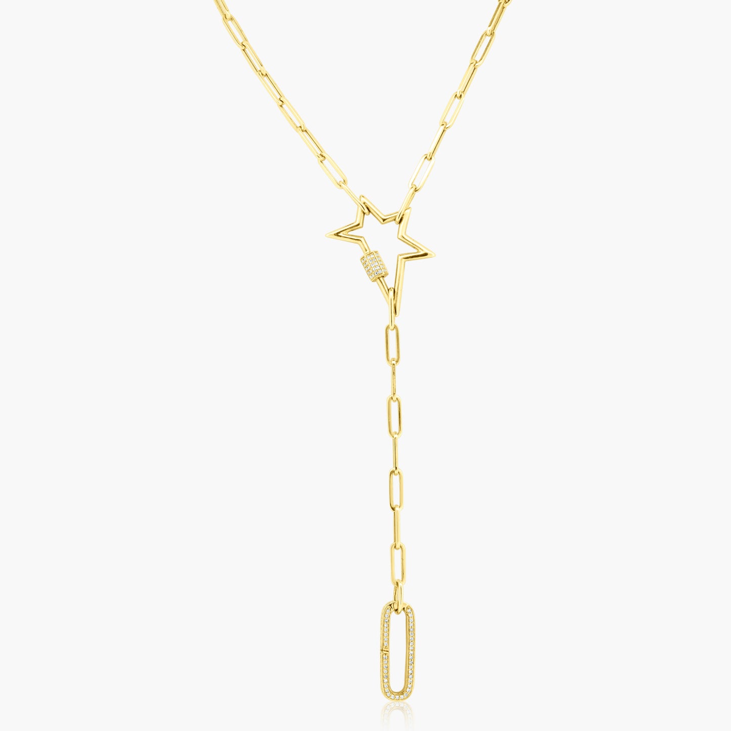 14K Yellow Gold Star Paper Clip Necklace - N605733M01-1