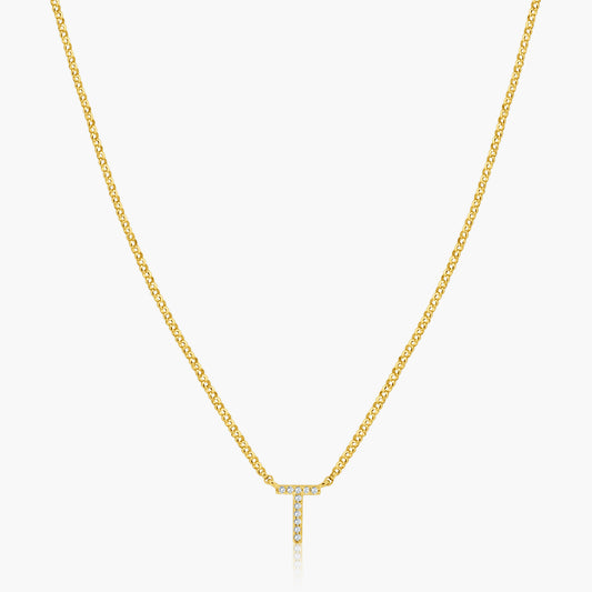 14K Yellow Gold Dainty Personalized Initial Pendant-N60580701-T