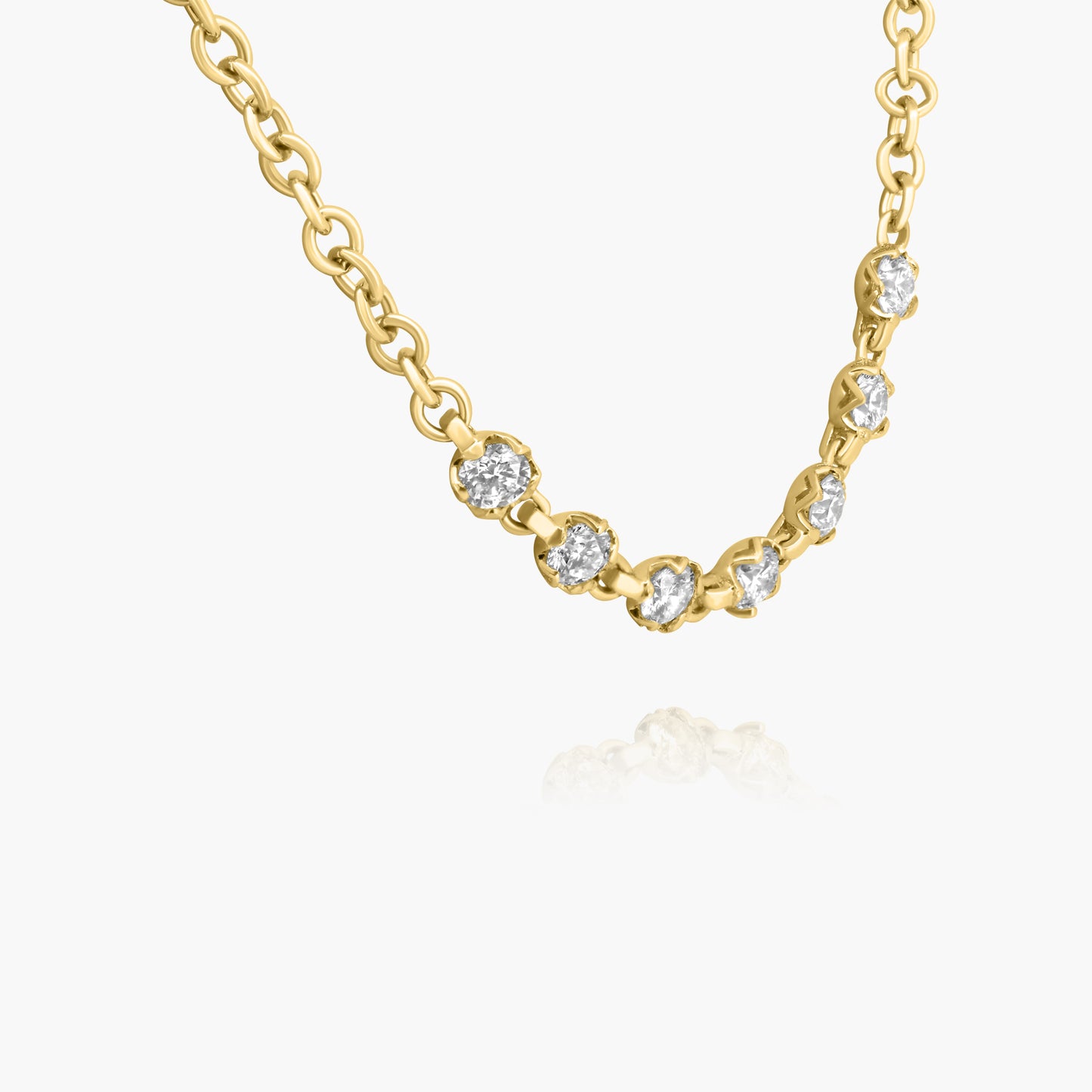 14K Yellow Gold Round Diamond Necklace - N60587601-7RD