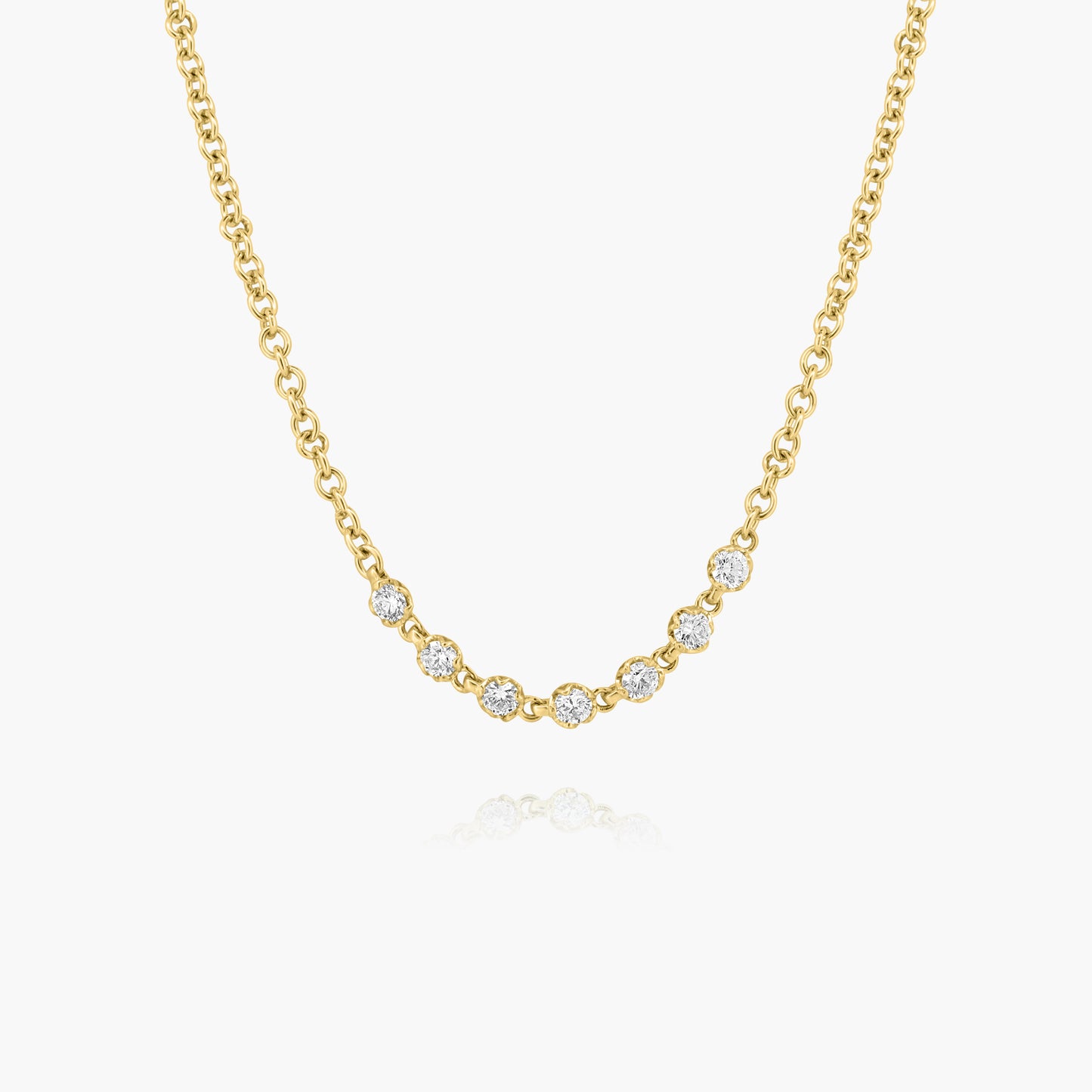 14K Yellow Gold Round Diamond Necklace - N60587601-7RD