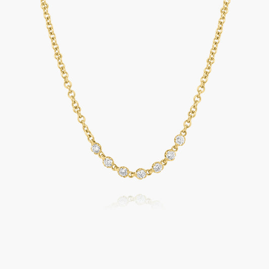 14K Yellow Gold Round Diamond Necklace - N60587601-7RD