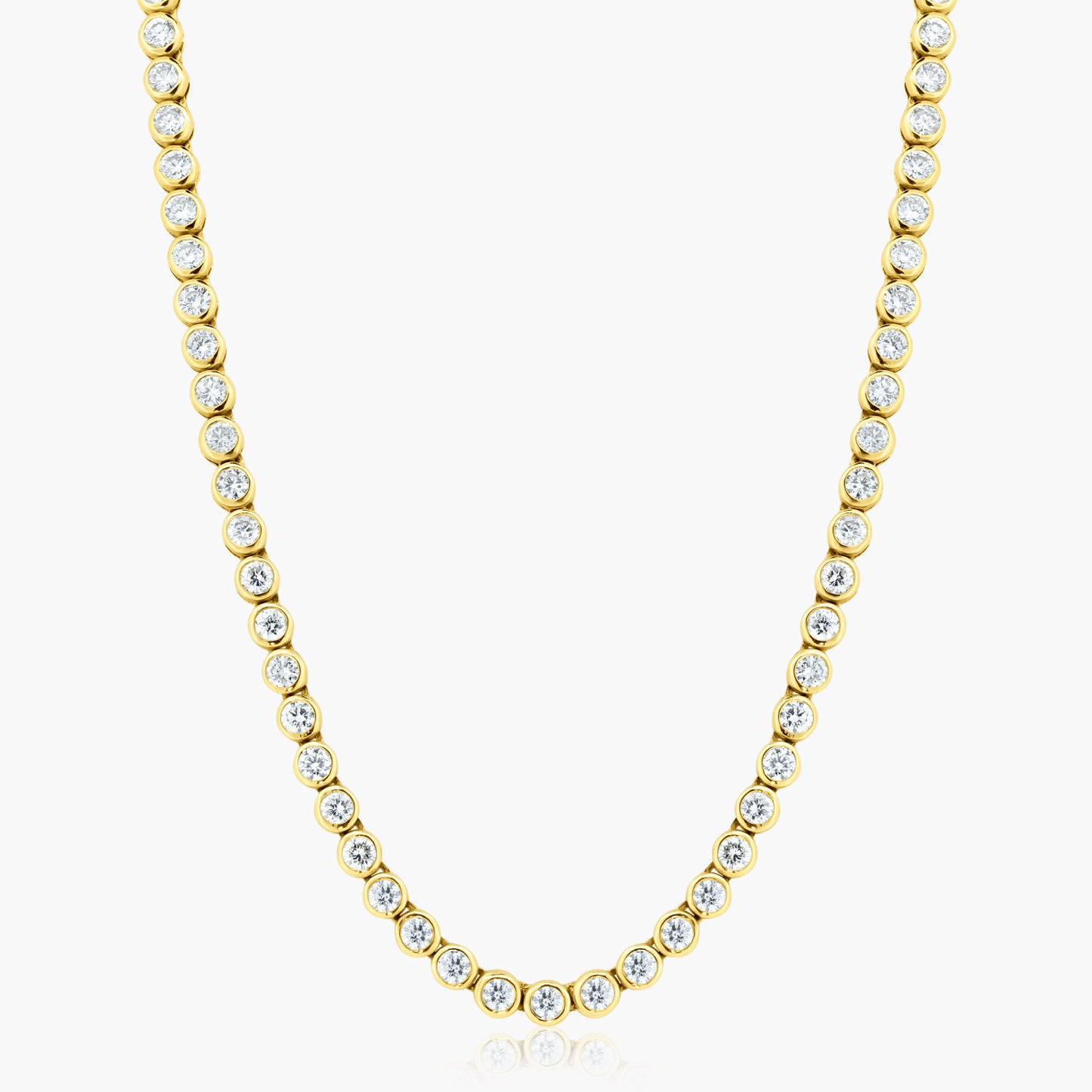 14K Yellow Gold Round Diamond Tennis Necklace - N60588604