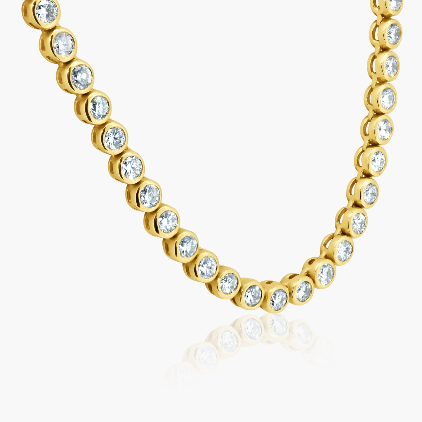 14K Yellow Gold Round Diamond Tennis Necklace - N60588604