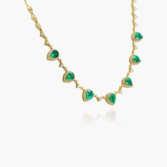 14K Yellow Gold Colored Gemstone Station Necklace-N605936E