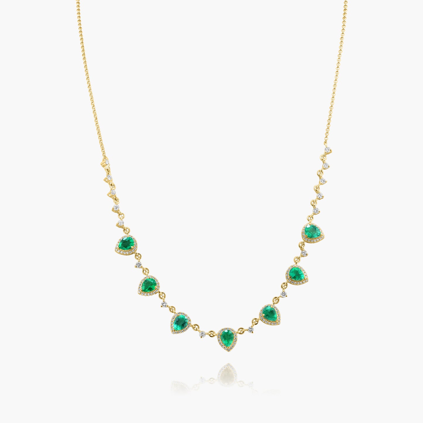 14K Yellow Gold Colored Gemstone Station Necklace-N605936E