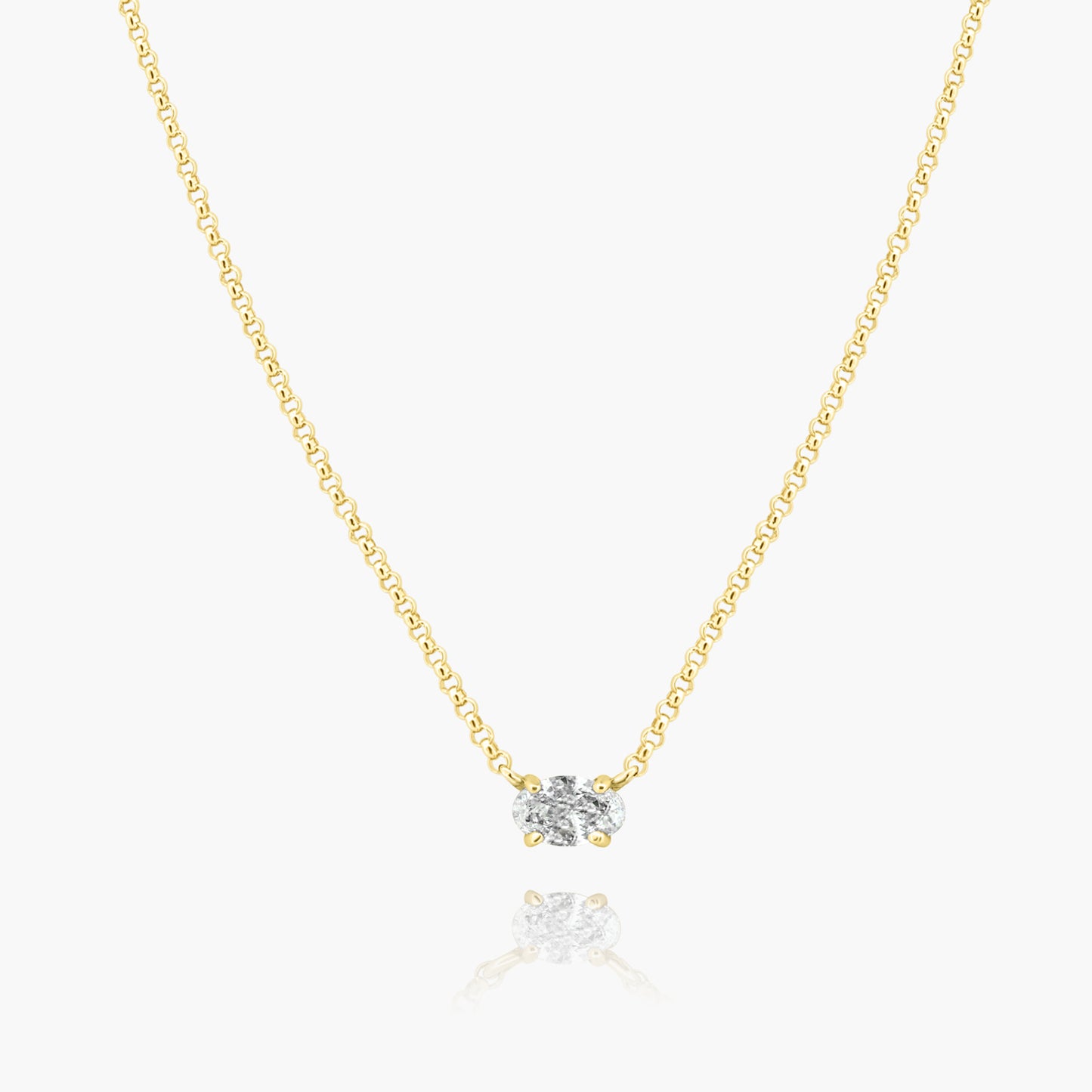 14K Yellow Gold Dainty Oval Diamond Pendant-N60601202