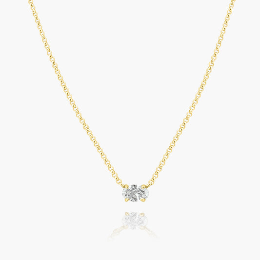 14K Yellow Gold Dainty Oval Diamond Pendant-N60601202