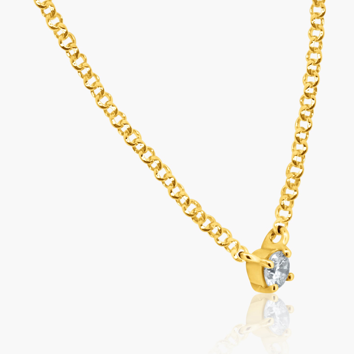 14K Yellow Gold Dainty Round Diamond Pendant-N60601203