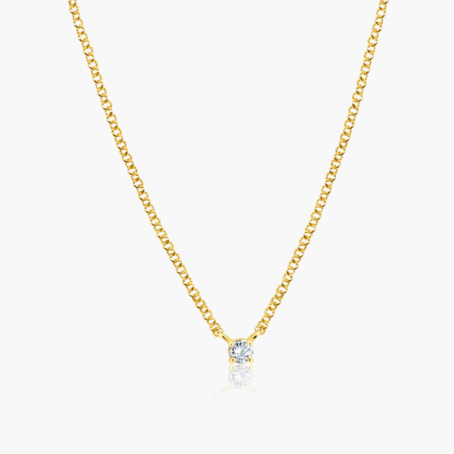 14K Yellow Gold Dainty Round Diamond Pendant-N60601203