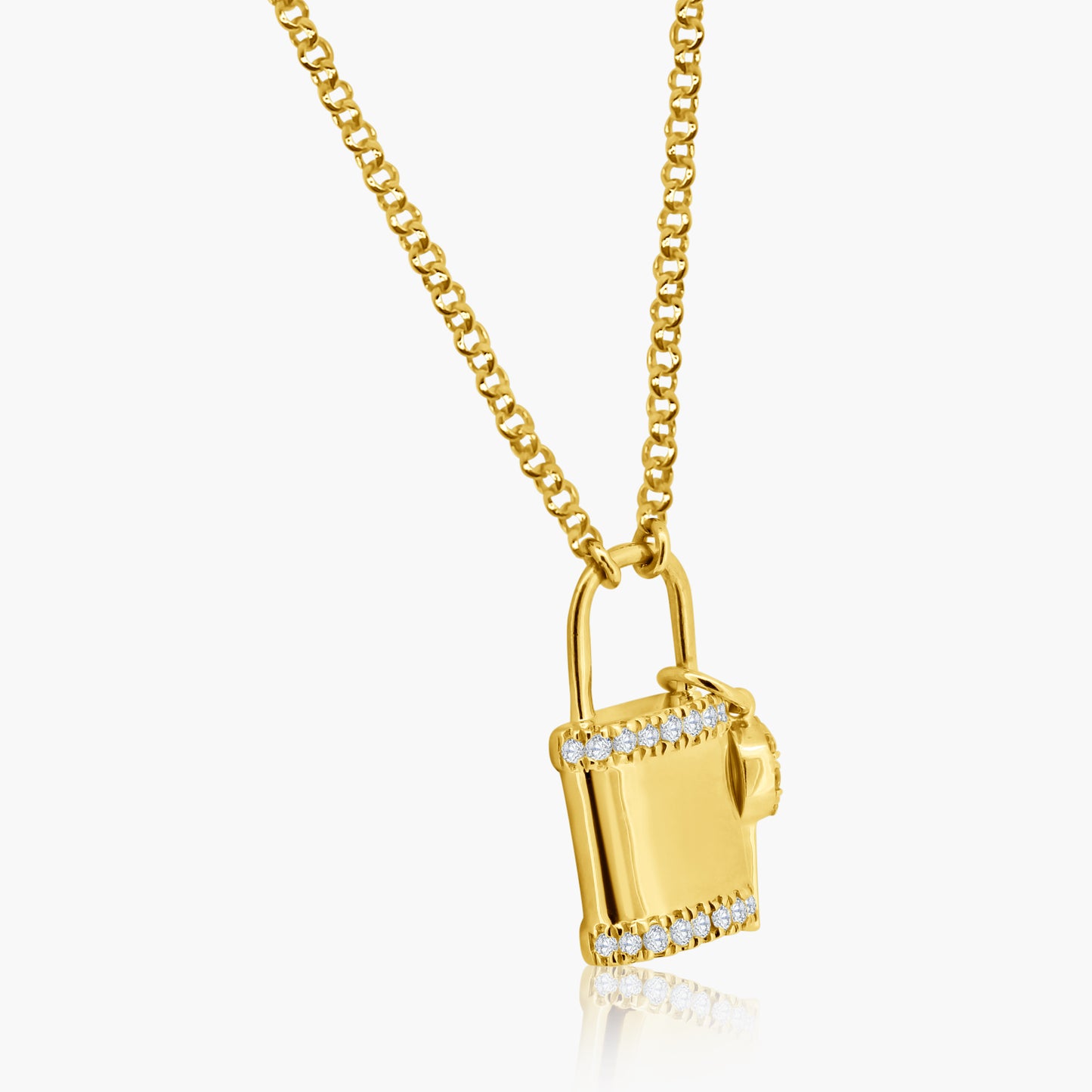 14K Yellow Gold Dainty Padlock Pendant - N606176