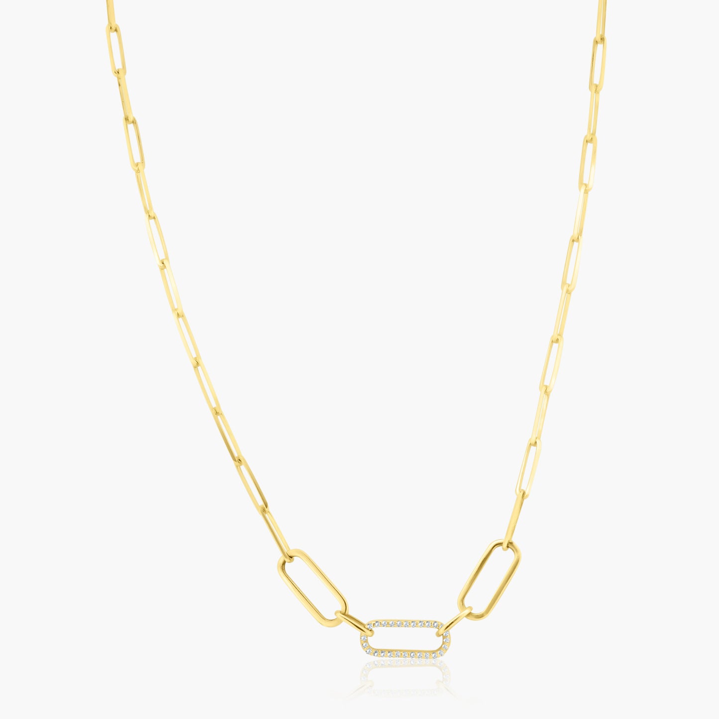 14K Yellow Gold Paper Clip Necklace-N606195M02