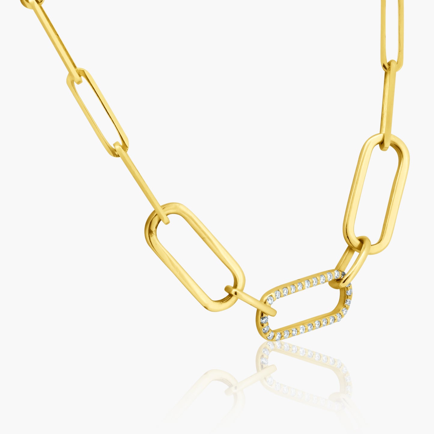 14K Yellow Gold Paper Clip Necklace-N606195M02