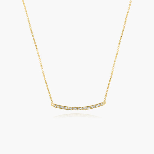 14K Yellow Gold Dainty Diamond Bar Pendant - N60629201